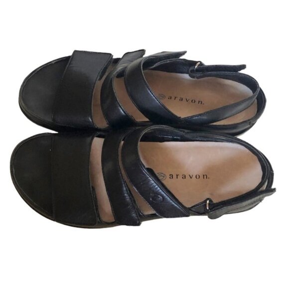 Aravon Kira Sandal Size 7 Black Leather - Picture 6 of 12